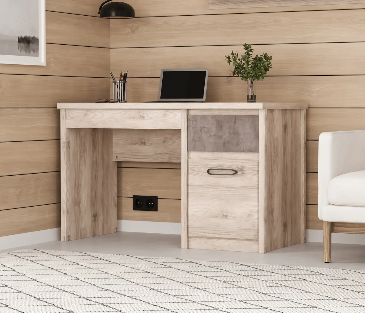 Masa de birou Tempo Kondela Jesi New 1D2S (Nairobi Chestnut/Onyx)