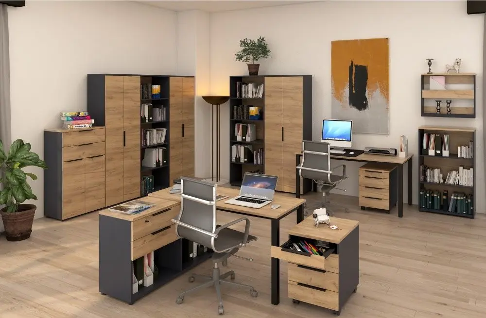 Письменный стол Tempo Kondela Klaudius Tip 8 (Graphite/Artisan Oak)