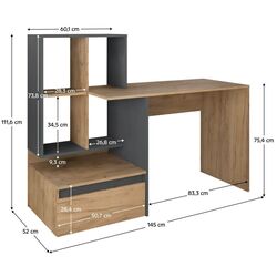 Письменный стол Tempo Kondela Nereo (Artisan Oak/Graphite) Thumb