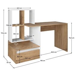 Masa de birou Tempo Kondela Nereo (Artisan Oak/White) Thumb