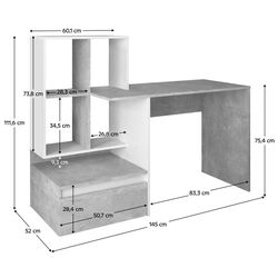 Masa de birou Tempo Kondela Nereo (Concrete/White) Thumb