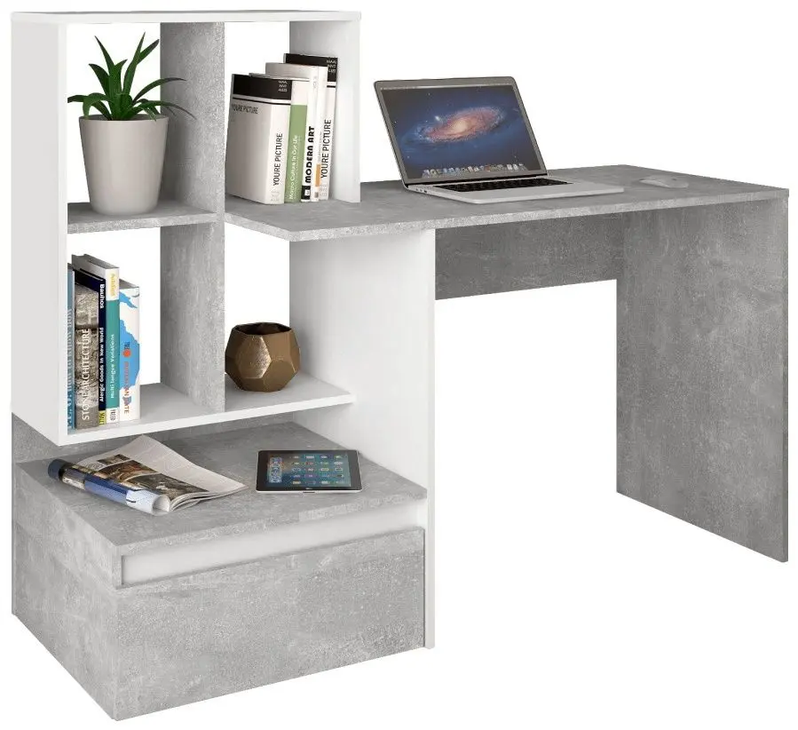 Masa de birou Tempo Kondela Nereo (Concrete/White)