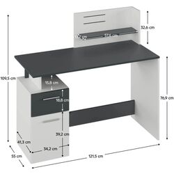 Письменный стол Tempo Kondela Platon New (White/Graphite) Thumb