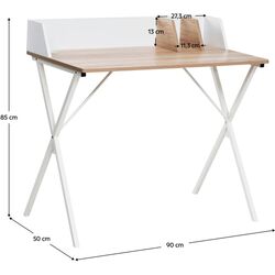 Masa de birou Tempo Kondela Psalmo (Light Oak/White) Thumb