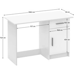 Masa de birou Tempo Kondela Siriss New (White) Thumb