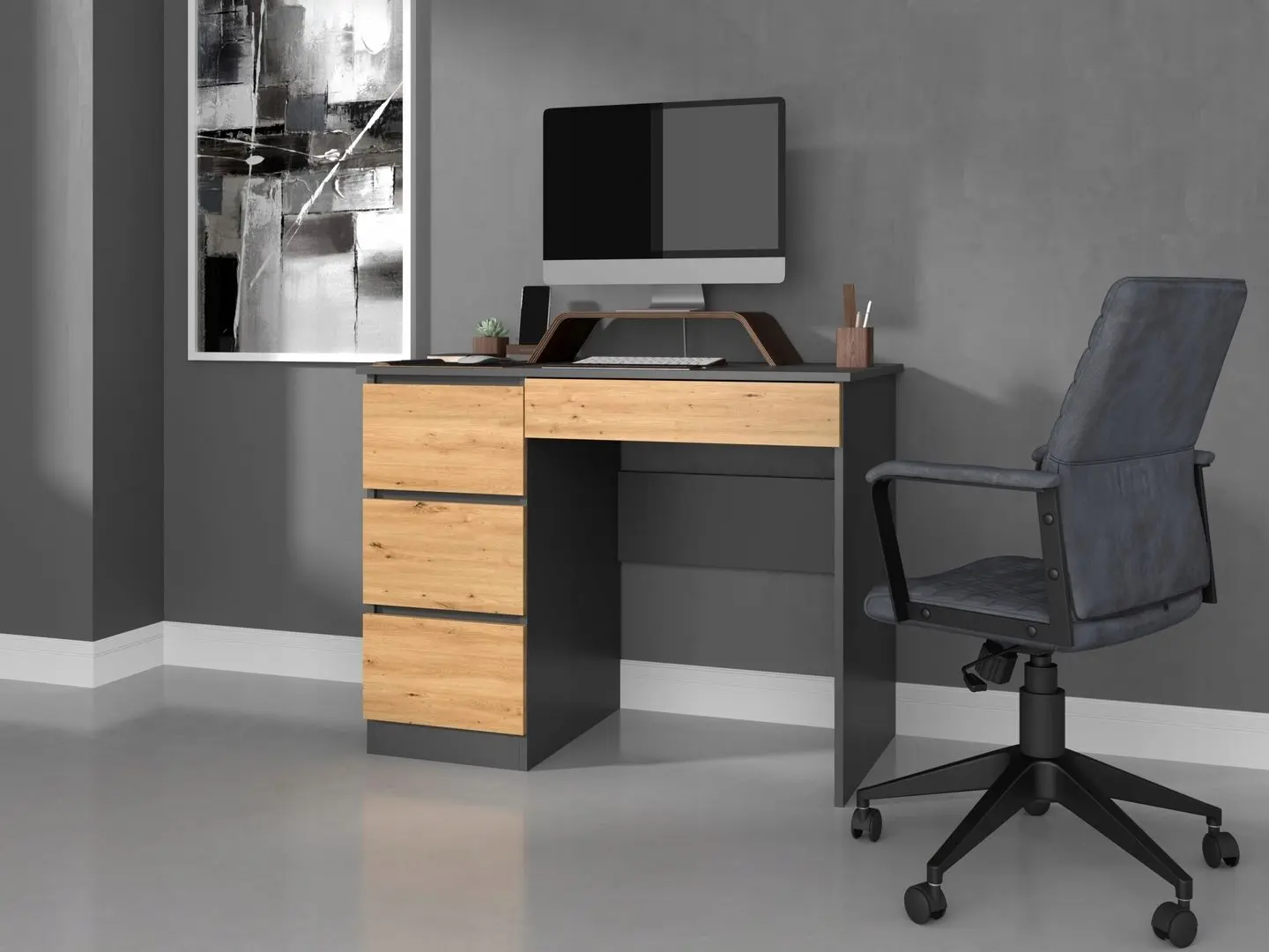 Письменный стол TopEshop Mijas Left (Anthracite/Artisan Oak)