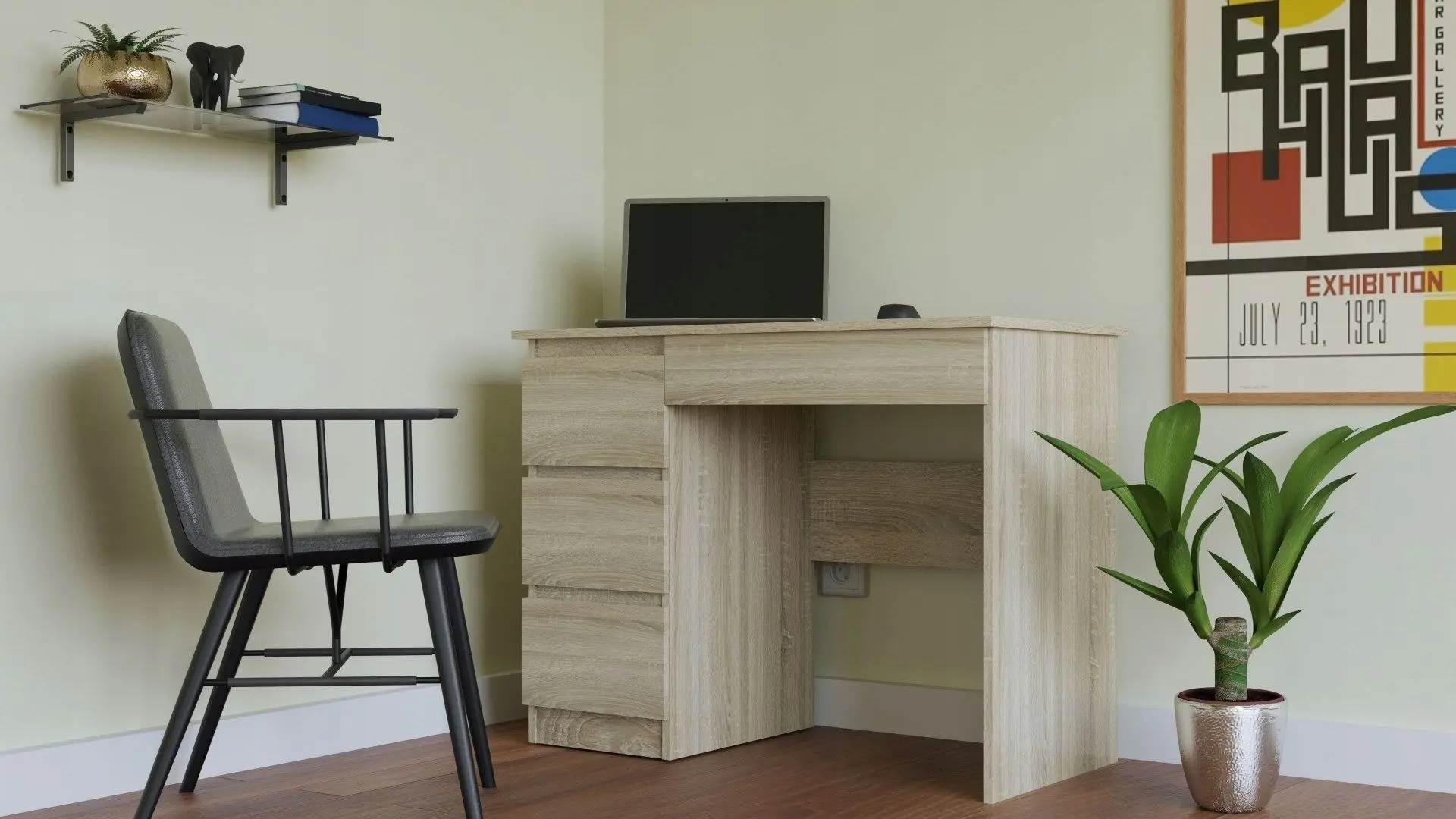 Masa de birou TopEshop Mijas Left (Sonoma Oak)