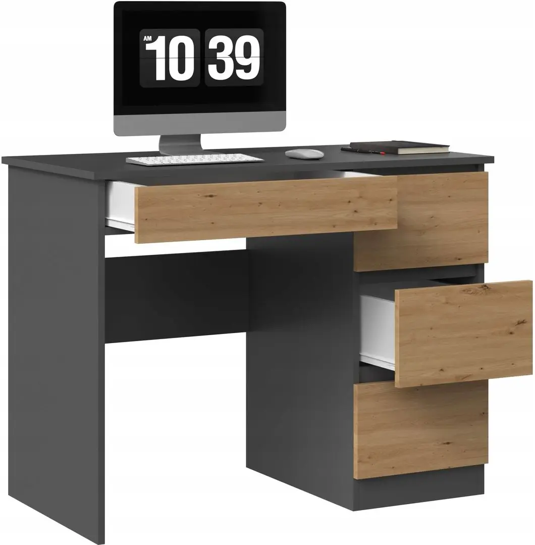 Masa de birou  TopEshop Mijas Right (Anthracite/Artisan Oak)