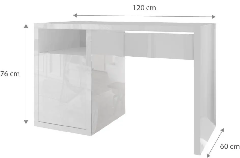 Masa de birou Tuckano Glance (White High Gloss) - 2