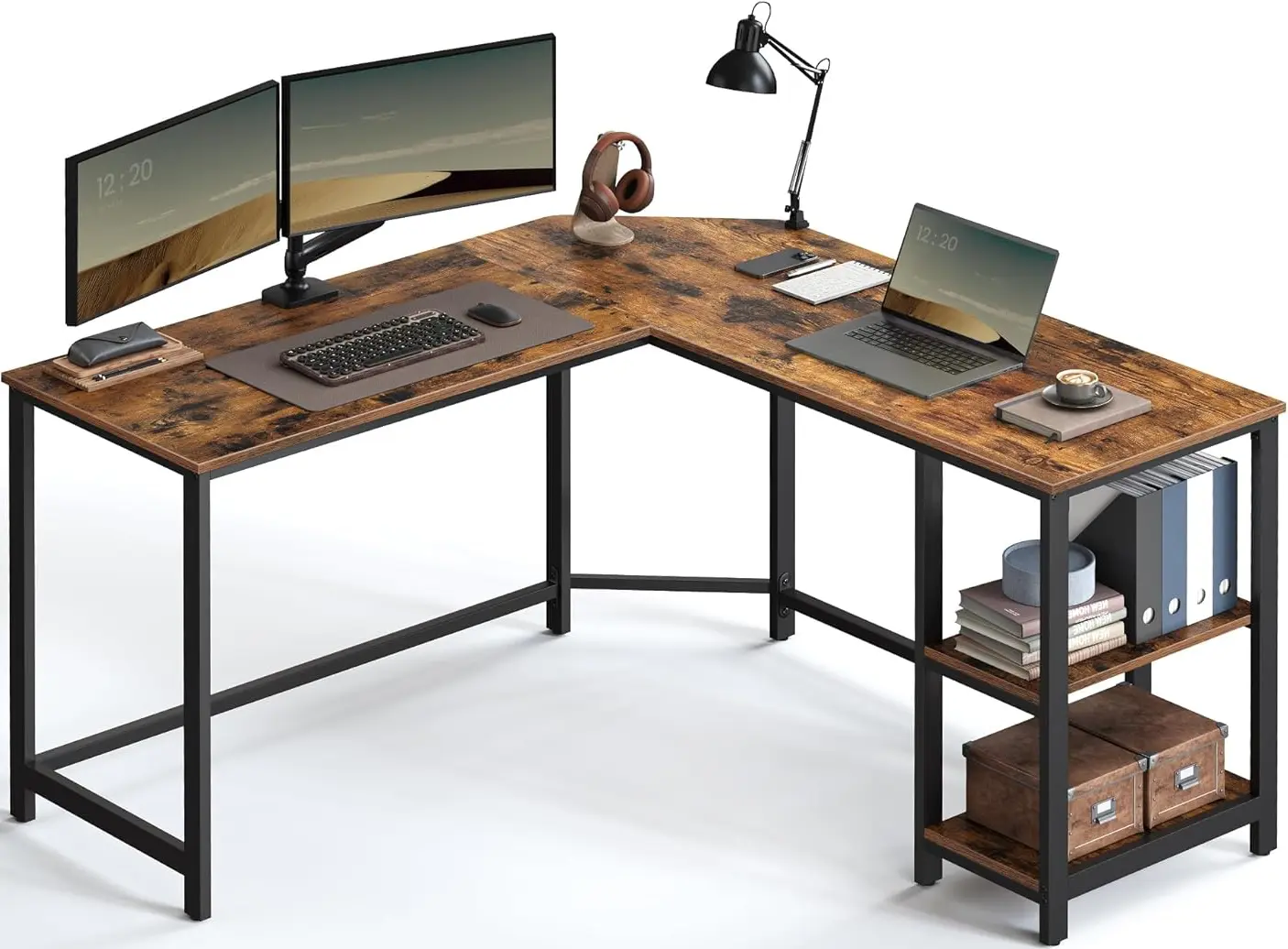 Masa de birou Vasagle LWD72X (Rustic Brown/Black)