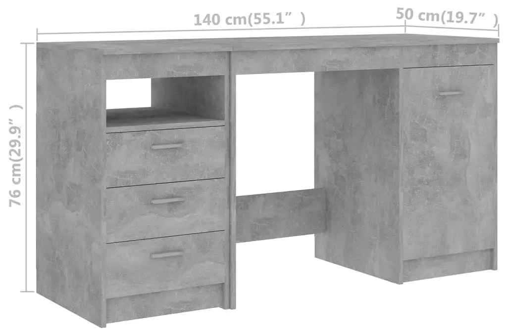 Письменный стол VidaXL 3054784 (Concrete Grey)
