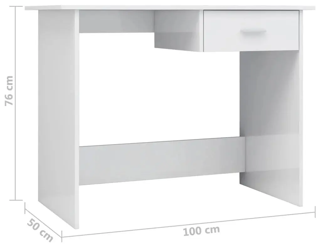 Masa de birou VidaXL 800555 (White Gloss)