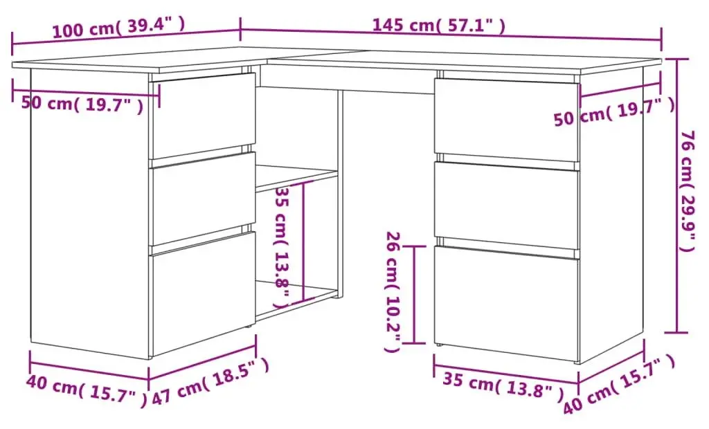 Masa de birou VidaXL 801089 (White)