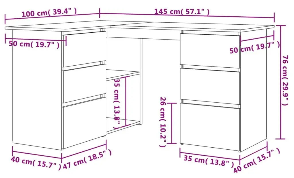 Письменный стол VidaXL 801092 (Sonoma Oak)