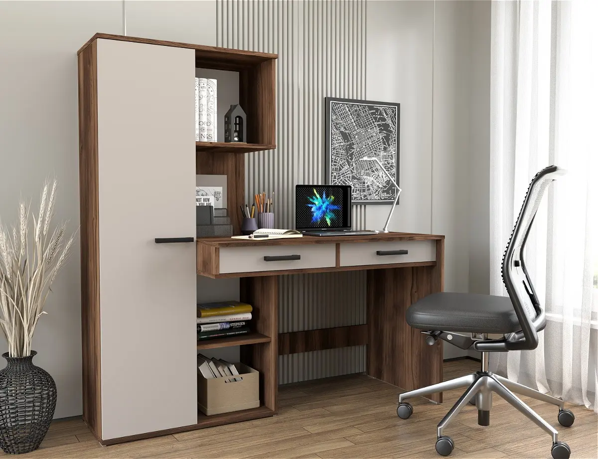 Masa de birou Yasen Light (Baroque Ristretto Oak/Cashmere)