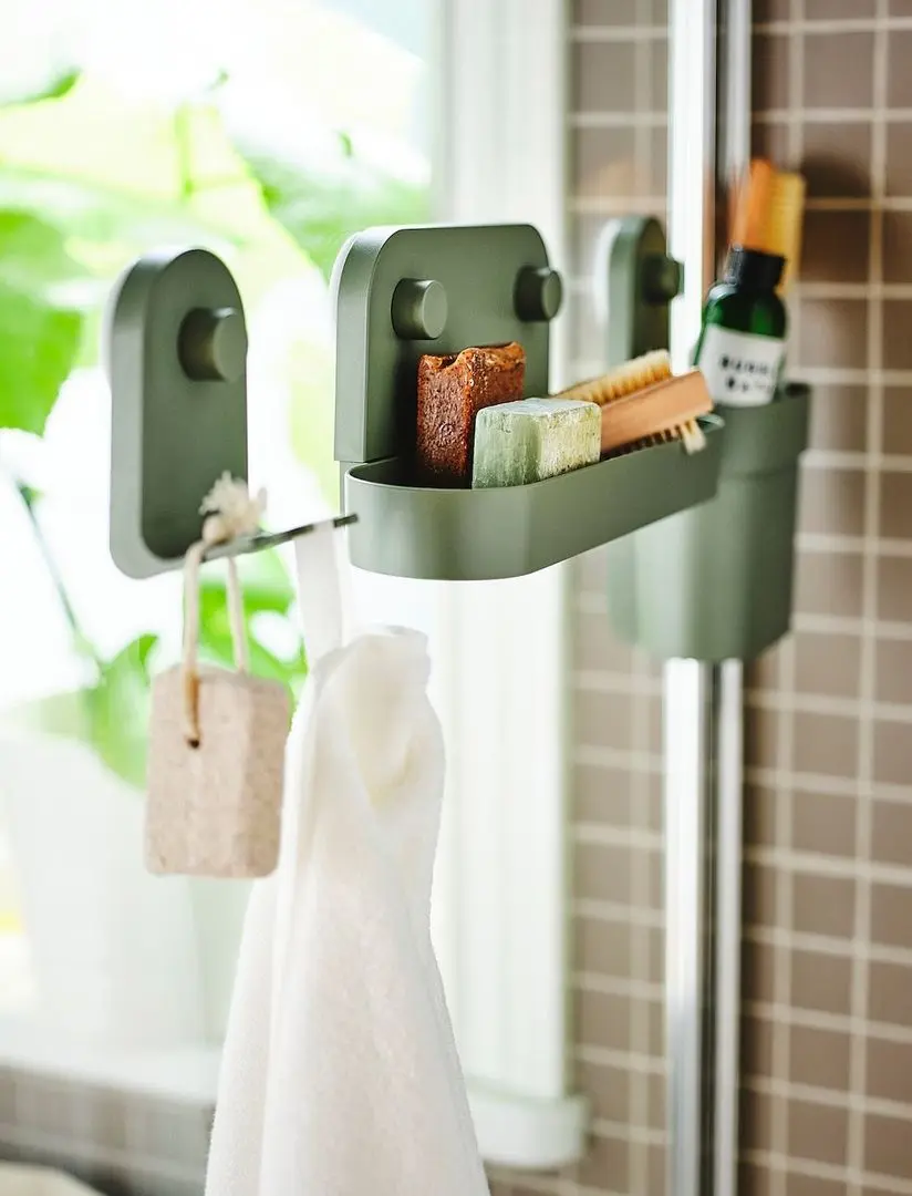Полка для ванной Ikea Obonas на присосках 28cm (Серо-Зеленый) - 9
