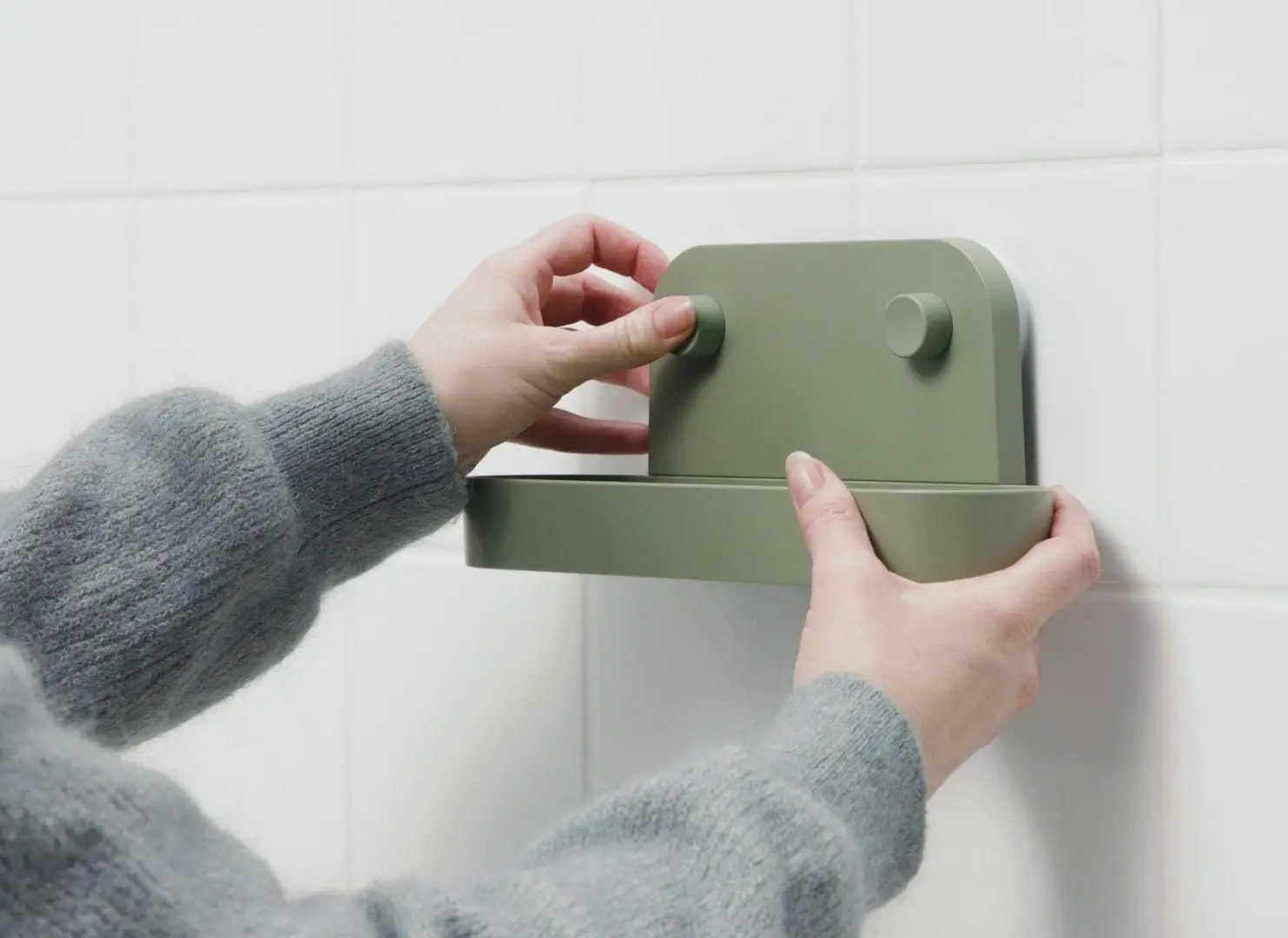 Полка для ванной Ikea Obonas на присосках 28cm (Серо-Зеленый) - 10