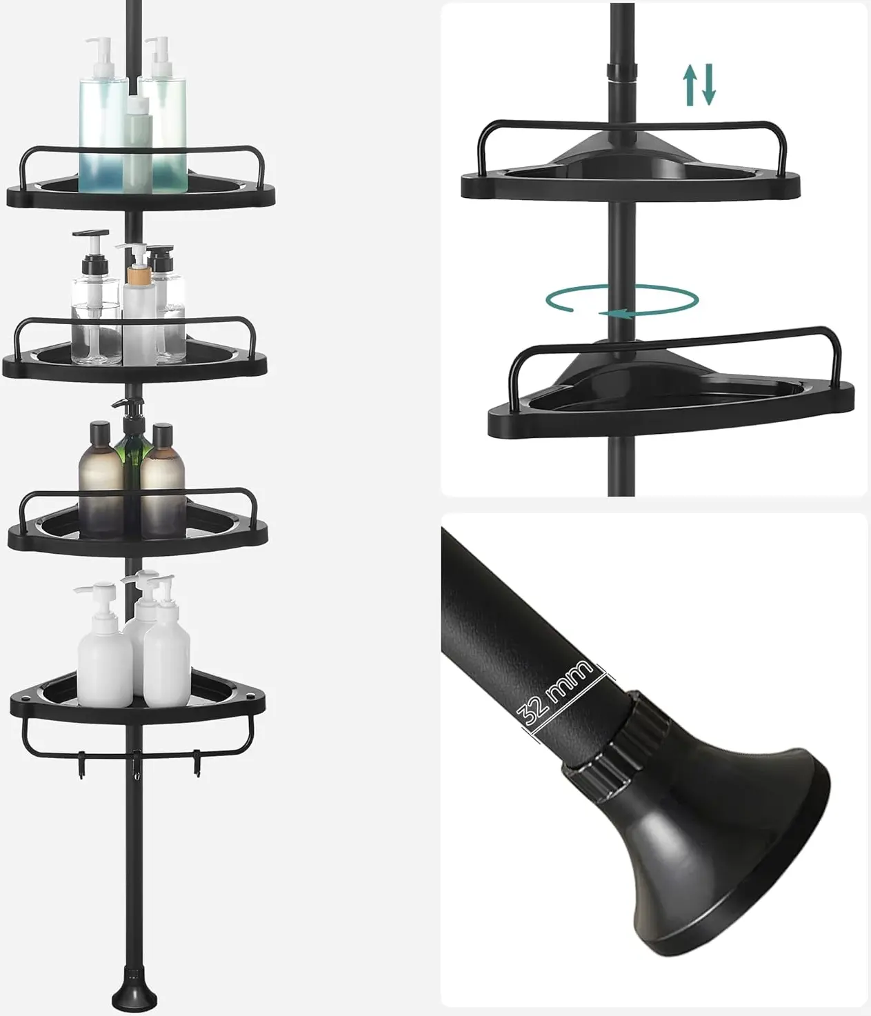 Raft pentru baie Songmics BCB001B01 (Black) - 6