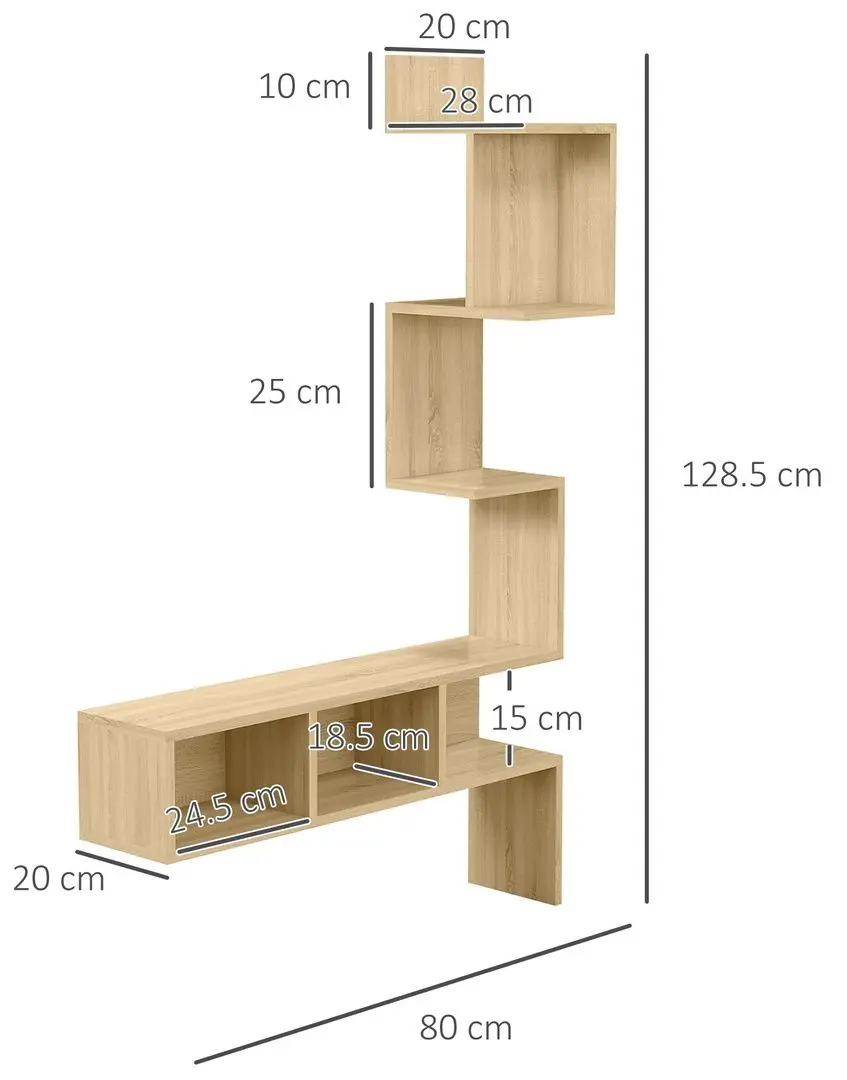 Полка Homcom 830-780V80AK 80x28x128 cm (Oak)