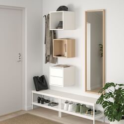 Combinatie de rafturi suspendate Ikea Eket 105x35x70 (Alb/Aspect Stejar Antichizat) Thumb