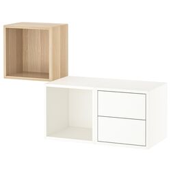Combinatie de rafturi suspendate Ikea Eket 105x35x70 (Alb/Aspect Stejar Antichizat) Thumb