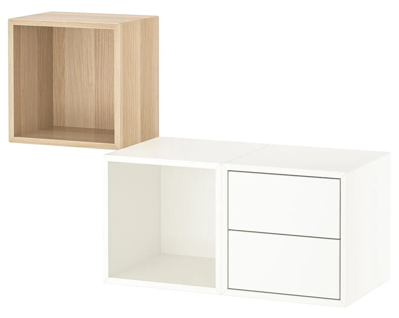 Combinatie de rafturi suspendate Ikea Eket 105x35x70 (Alb/Aspect Stejar Antichizat)