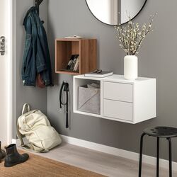 Combinatie de rafturi suspendate Ikea Eket 105x35x70 (Alb/Aspect Nuc) Thumb
