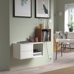 Combinatie de rafturi suspendate Ikea Eket 105x35x70 (Alb/Aspect Nuc)