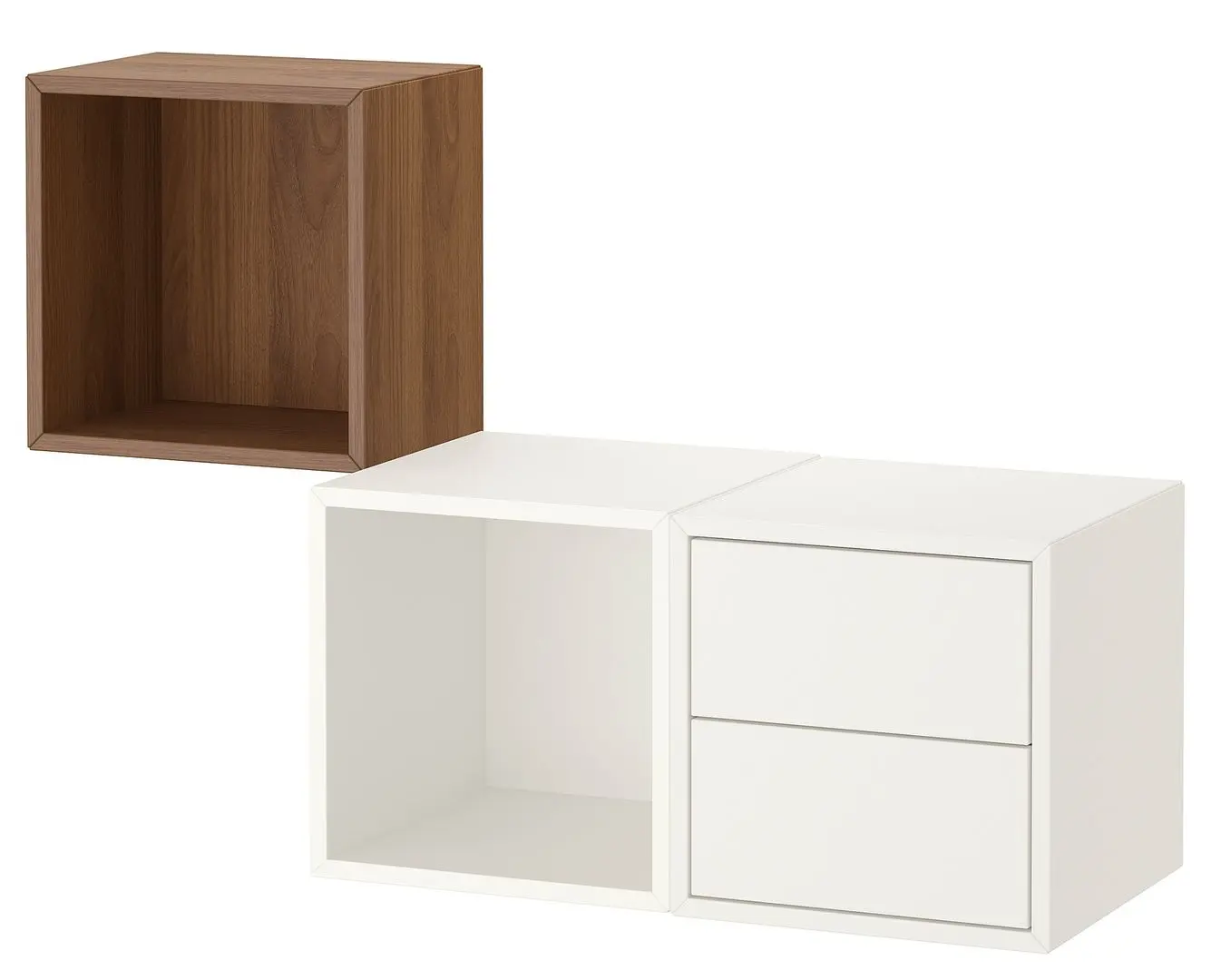 Combinatie de rafturi suspendate Ikea Eket 105x35x70 (Alb/Aspect Nuc)