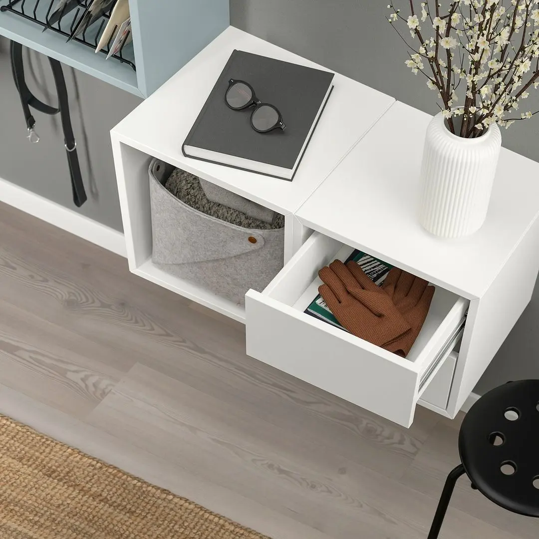 Combinatie de rafturi suspendate Ikea Eket 105x35x70 (Alb/Gri Deschis-Bleu) - 3