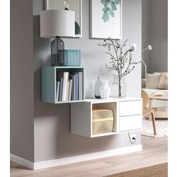 Combinatie de rafturi suspendate Ikea Eket 105x35x70 (Alb/Gri Deschis-Bleu)