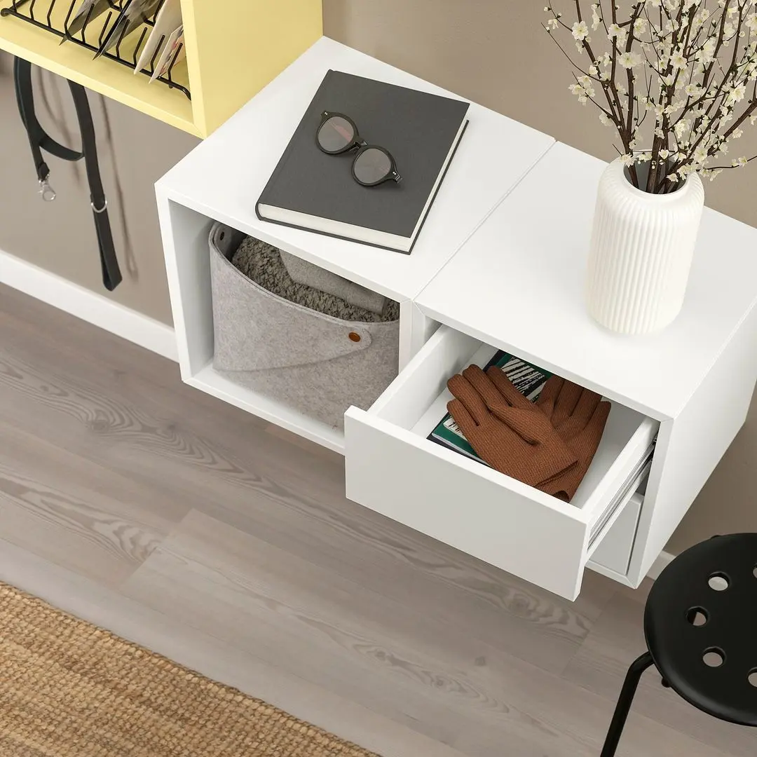 Combinatie de rafturi suspendate Ikea Eket 105x35x70 (Alb/Galben Deschis)