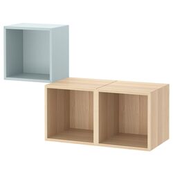 Комбинация навесных полок Ikea Eket 105x35x70 (Светло-серо-голубой/Под Беленый Дуб) Thumb