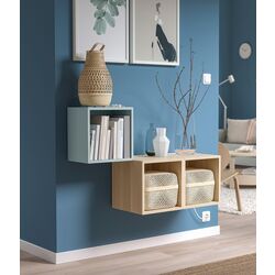 Комбинация навесных полок Ikea Eket 105x35x70 (Светло-серо-голубой/Под Беленый Дуб) Thumb