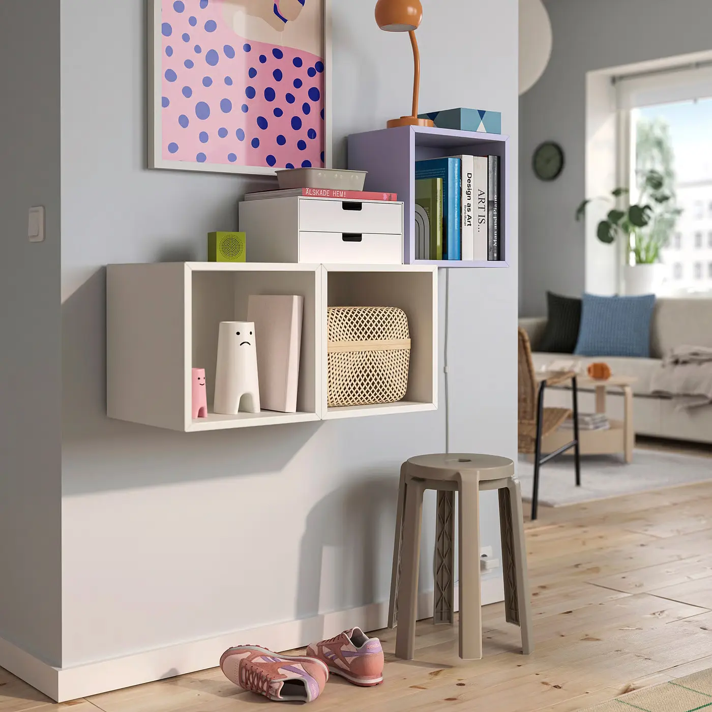 Комбинация навесных полок Ikea Eket 105x35x70 (Светло-Сиреневый/Белый) - 2