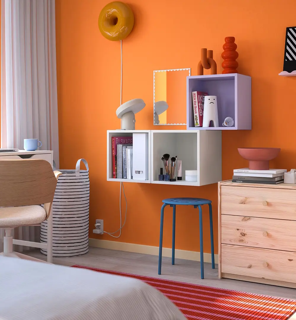 Комбинация навесных полок Ikea Eket 105x35x70 (Светло-Сиреневый/Белый)