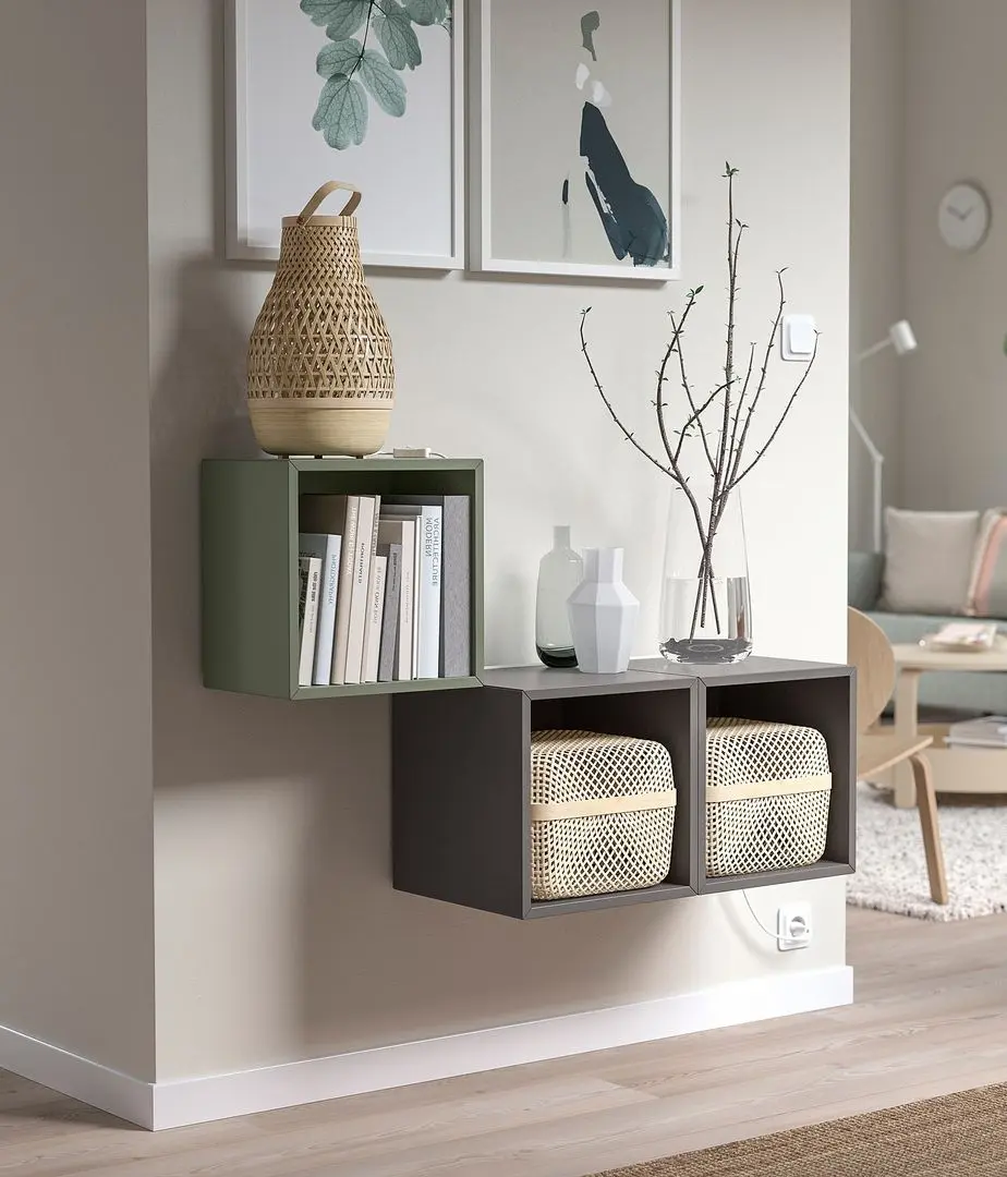 Комбинация навесных полок Ikea Eket 105x35x70 (Светло-зеленый/Темно-серый)