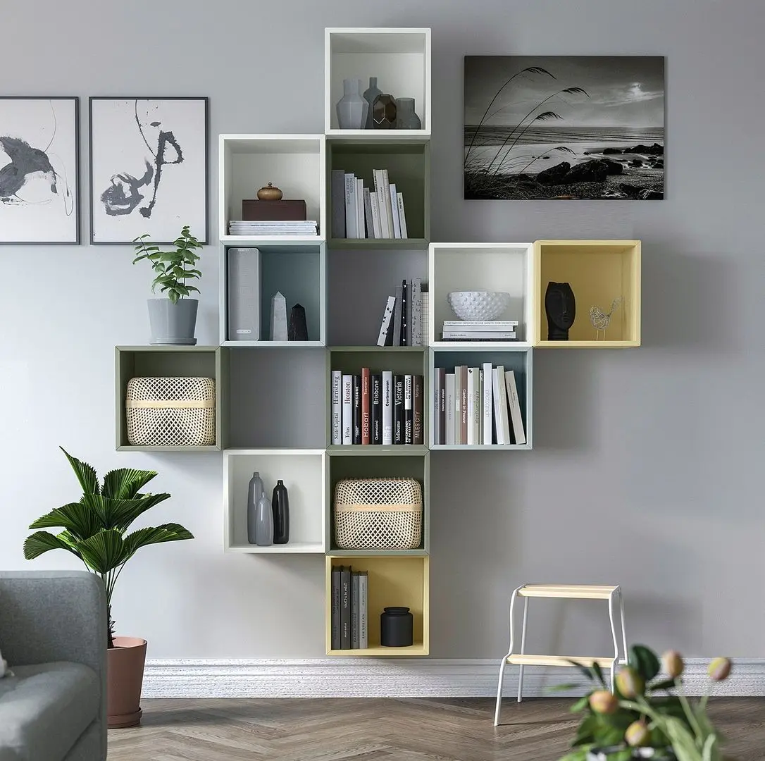 Комбинация навесных полок Ikea Eket 175x35x210 (Разноцветный/Белый)