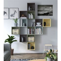 Combinatie de rafturi suspendate Ikea Eket 175x35x210 (Multicolor/Gri Inchis)