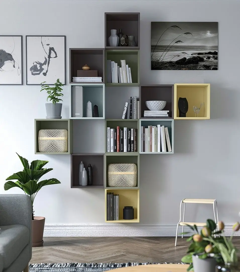 Комбинация навесных полок Ikea Eket 175x35x210 (Разноцветный/Темно-серый)