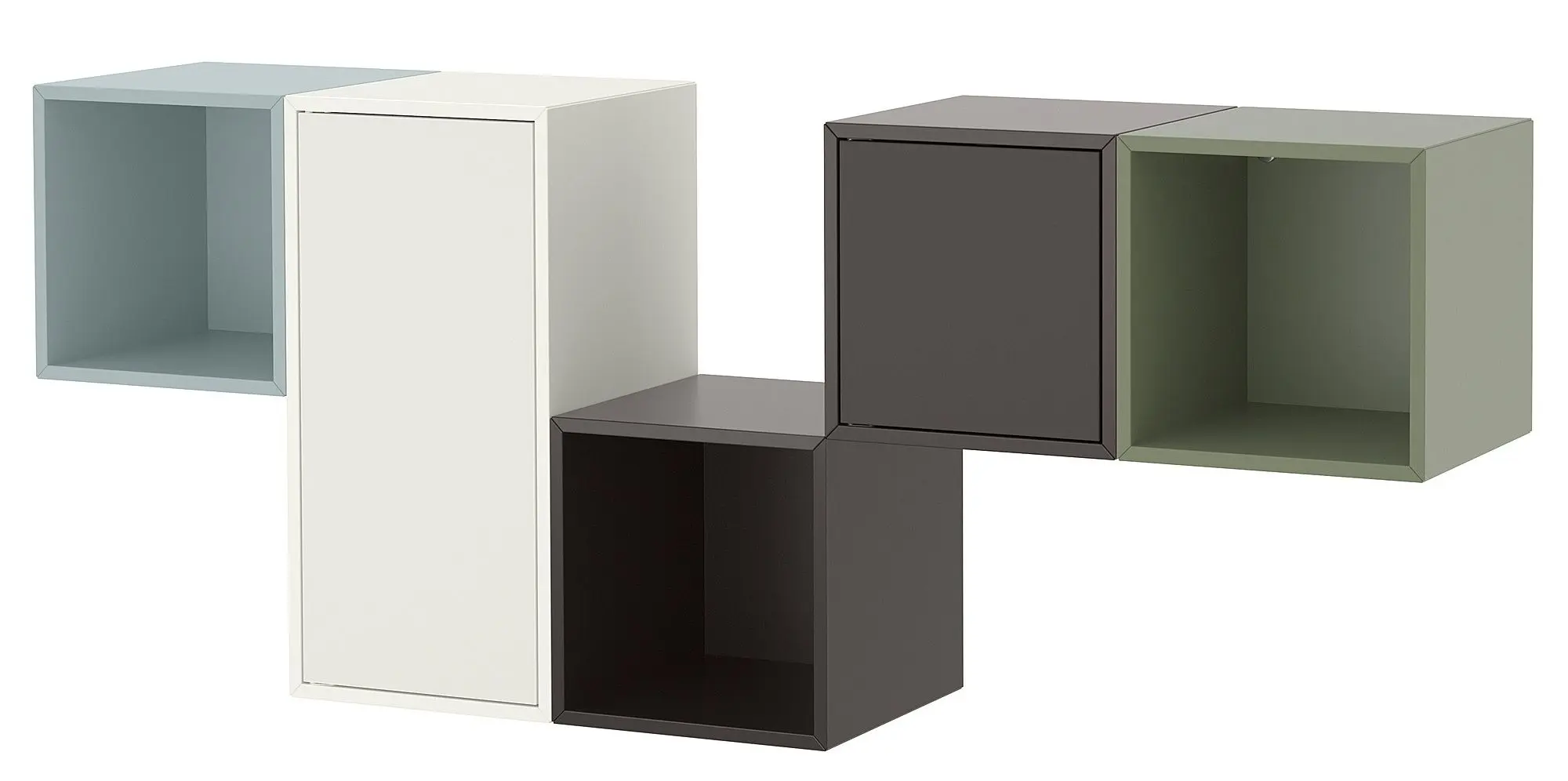 Комбинация навесных полок Ikea Eket 175x35x70 (Светло-серо-голубой/Разноцветный) - 3