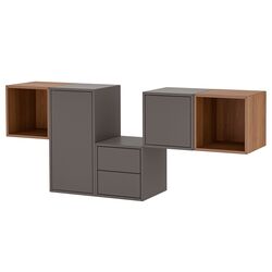 Combinatie de rafturi suspendate Ikea Eket 175x35x70 (Gri Inchis/Aspect Nuc)