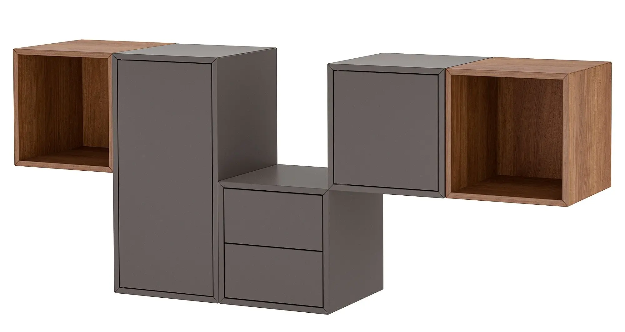 Combinatie de rafturi suspendate Ikea Eket 175x35x70 (Gri Inchis/Aspect Nuc)
