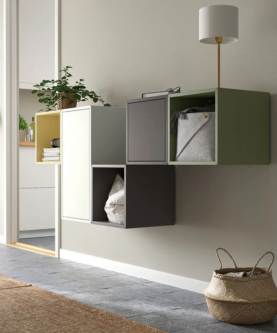 Комбинация навесных полок Ikea Eket 175x35x70 (Желтый/Разноцветный)