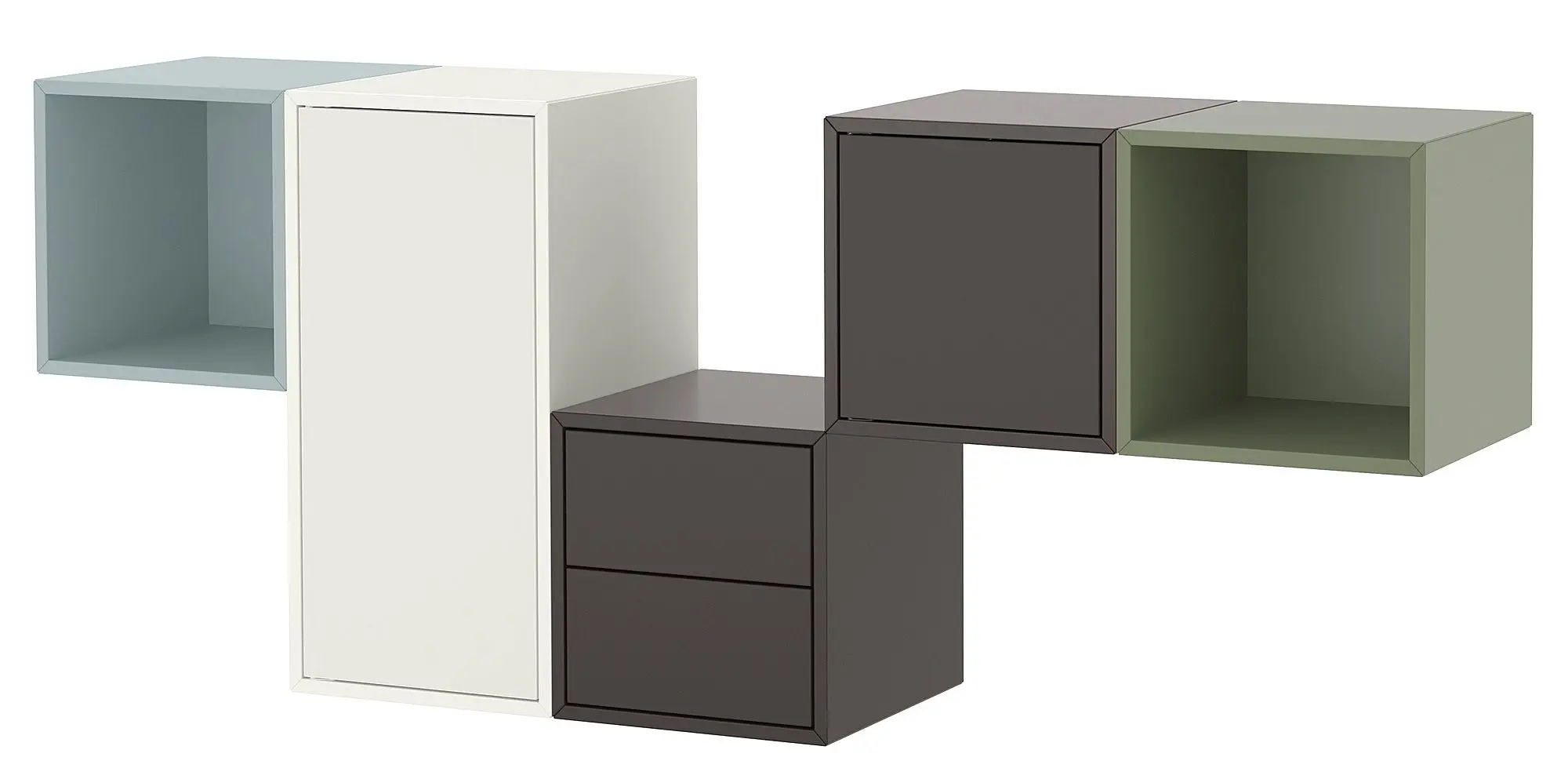 Combinatie de rafturi suspendate Ikea Eket 2 sertare 175x35x70 (Alb/Multicolor) - 3