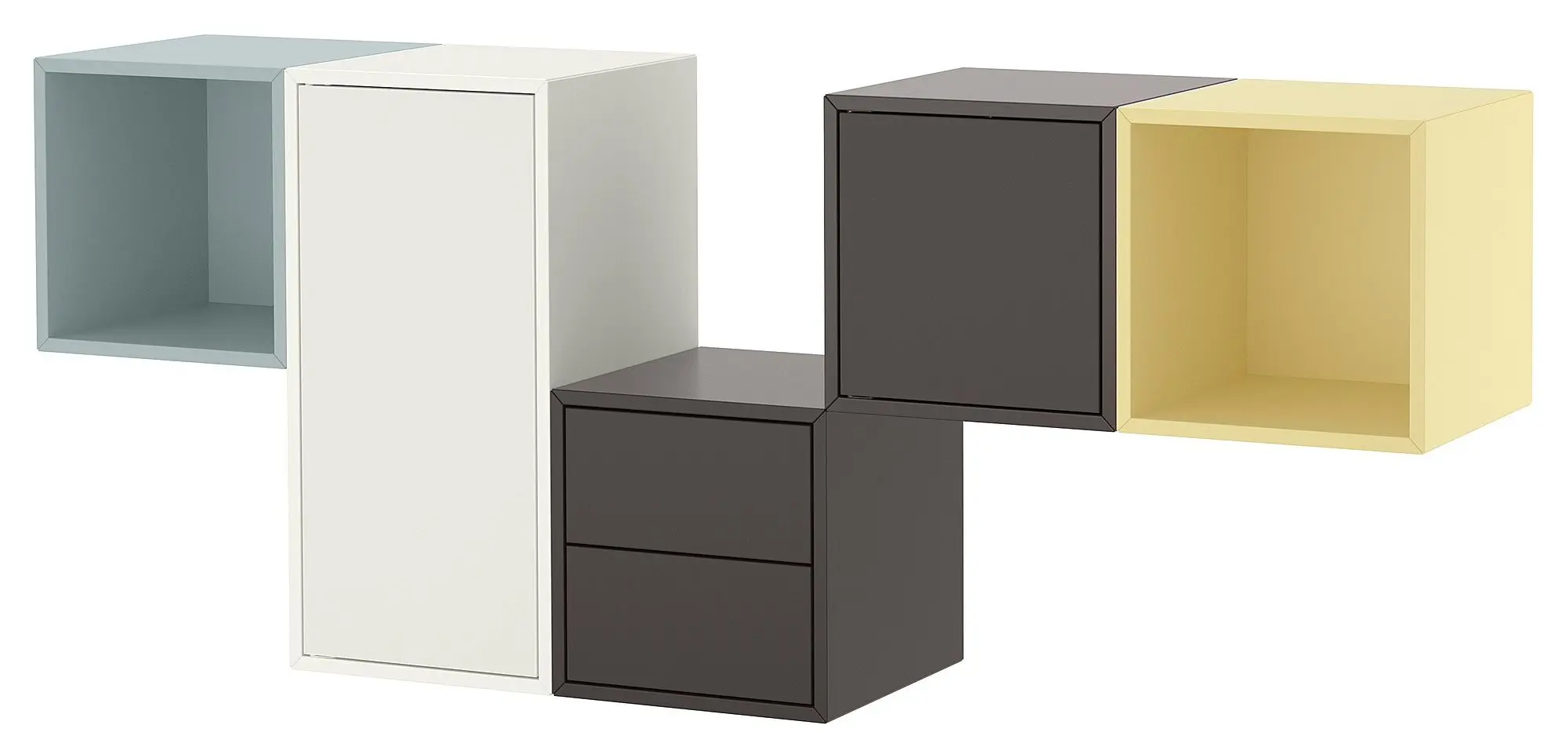 Combinatie de rafturi suspendate Ikea Eket 2 sertare 175x35x70 (Gri Deschis-Bleu/Multicolor) - 3