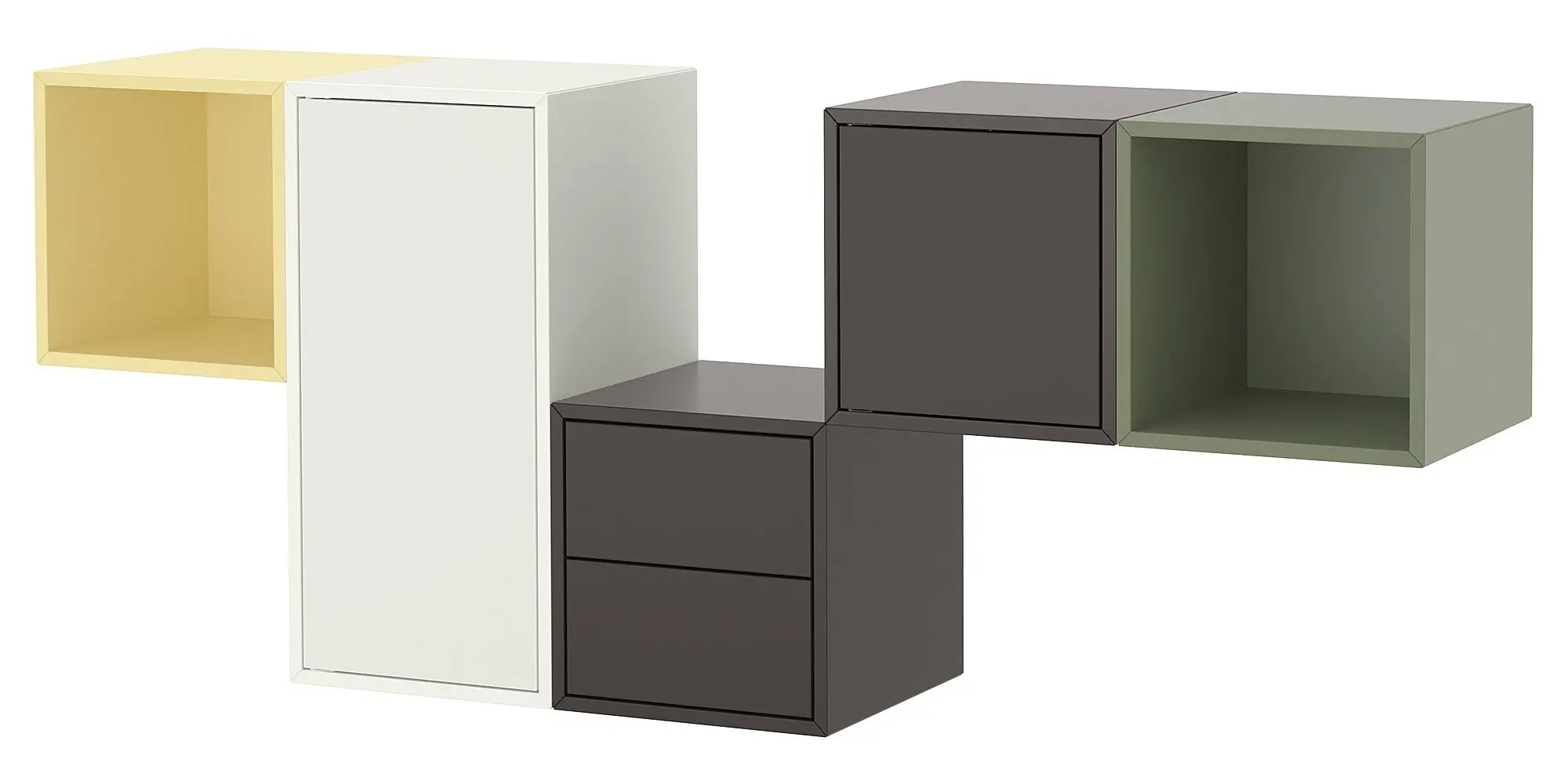 Комбинация навесных полок Ikea Eket 2 ящика 175x35x70 (Желтый/Разноцветный) - 3