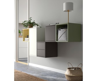 Combinatie de rafturi suspendate Ikea Eket 2 sertare 175x35x70 (Galben/Multicolor)