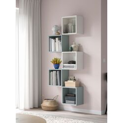 Combinatie de rafturi suspendate Ikea Eket 70x25x175 (Alb/Gri Deschis-Bleu)