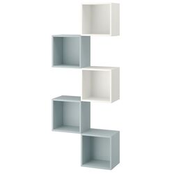 Combinatie de rafturi suspendate Ikea Eket 70x25x175 (Alb/Gri Deschis-Bleu) Thumb